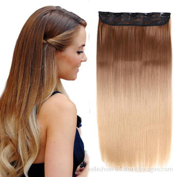 Hot sell  brand straight hair cheap  Factory Wholesale Customized 5 clips Thick Ends clip in hair extensions